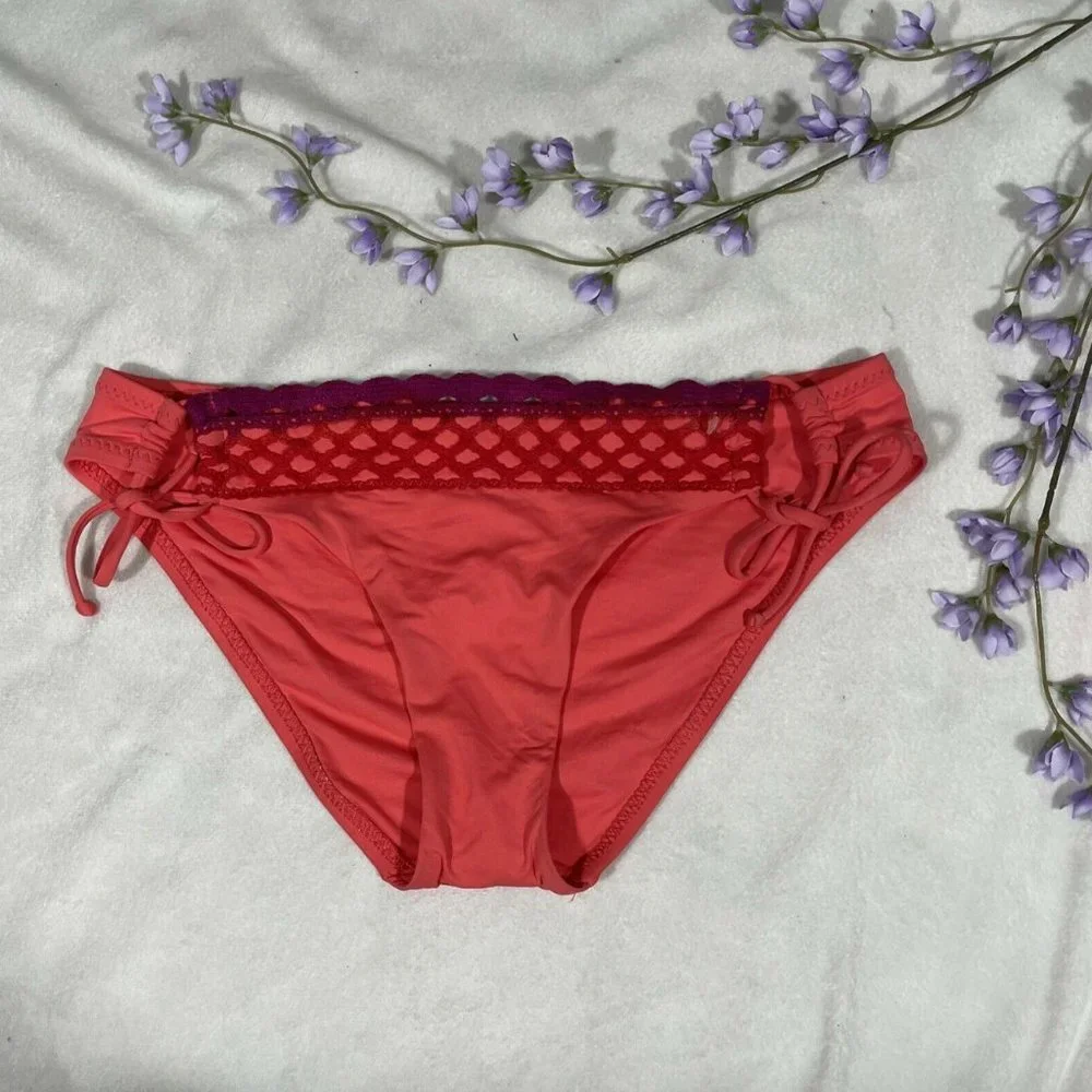 NEW Becca Loop Tie‎ Side Hipster Bikini Bottom Sunrise [ SZ Medium ] #3983